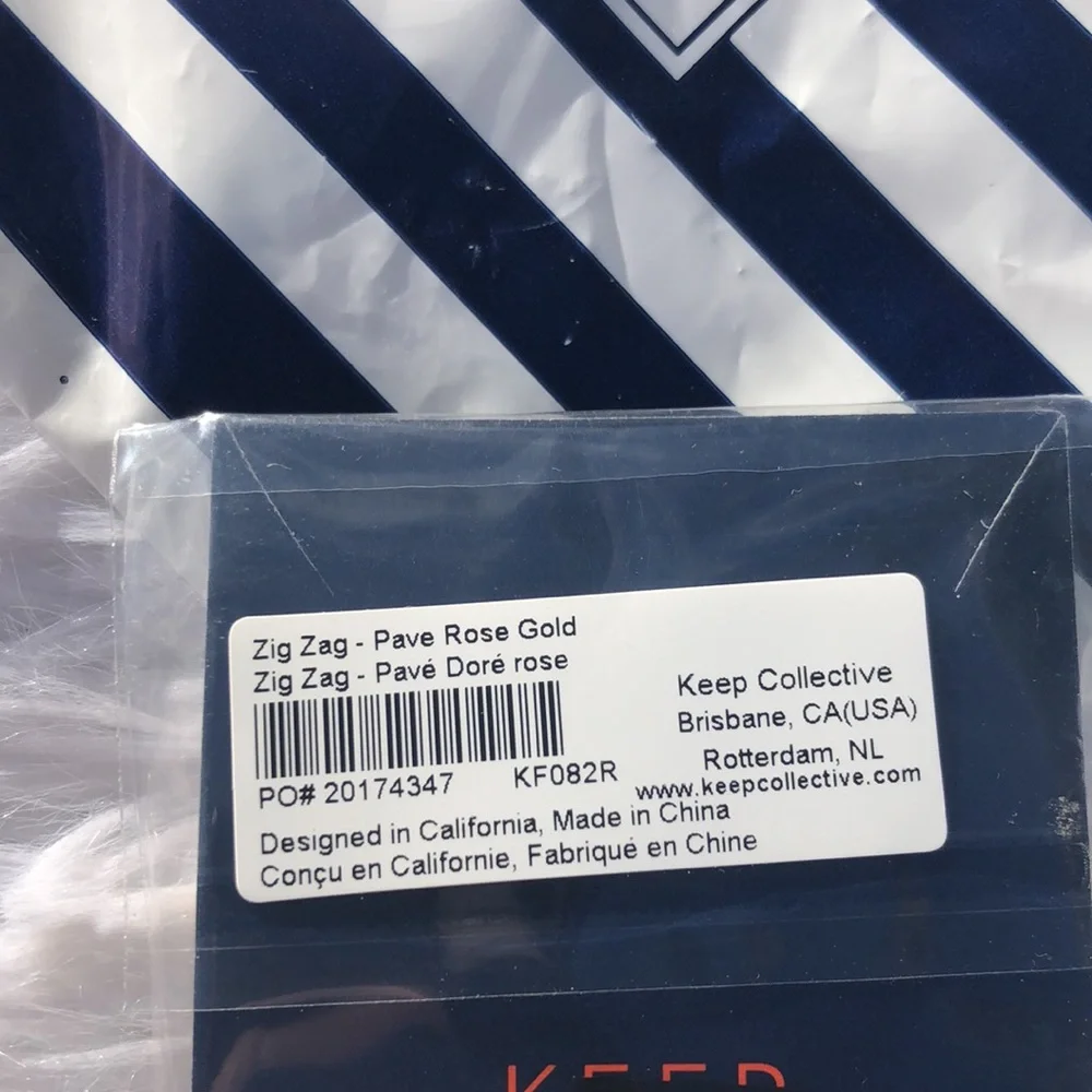 🩶5/$30 KEEP COLLECTIVE Pavé Zigzag Bracelet Charm Arrow Crystal Rose Gold NEW